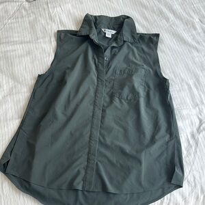 Athleta Dark Green Sleeveless Button-Up Top